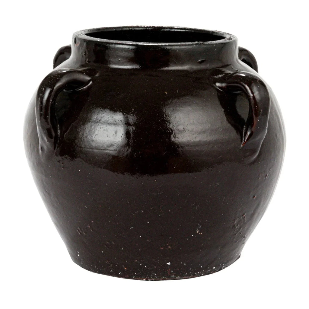 Found Black Clay Jar with Handles - Sweet Water Decor - vase